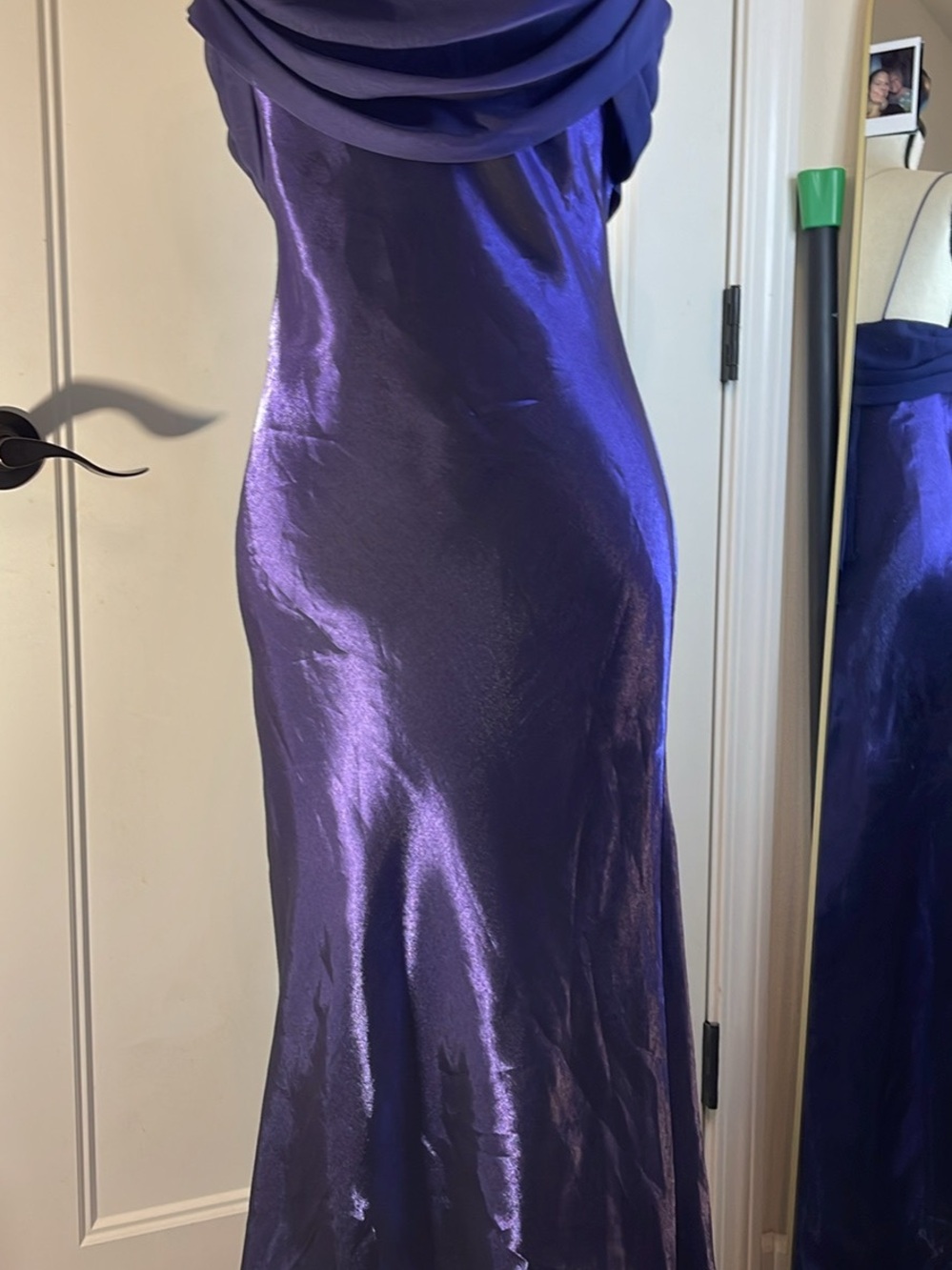 Satin Purple Cowl Neck Maxi Dress